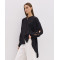 Daily Elegant Band Collar Long Puffed Sleeve Solid Color Asymmetrical Hemline Casual Tops