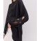 Daily Elegant Band Collar Long Puffed Sleeve Solid Color Asymmetrical Hemline Casual Tops