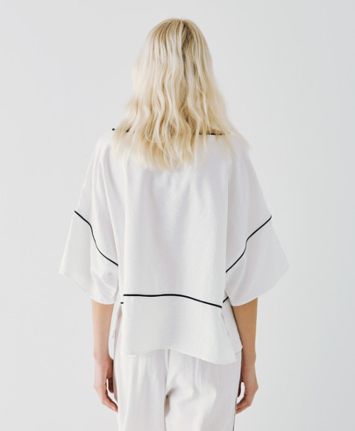Sample Daily Boat Neckline Piping Details Batwing Sleeve Casual Dress