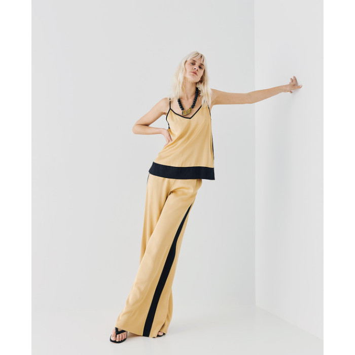 Sport Sample High Waist Side Pocket Elastic Wide Leg Belt loops Casual Pants