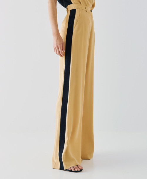 Sport Sample High Waist Side Pocket Elastic Wide Leg Belt loops Casual Pants