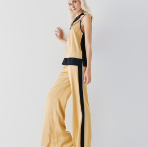 Sport Sample High Waist Side Pocket Elastic Wide Leg Belt loops Casual Pants