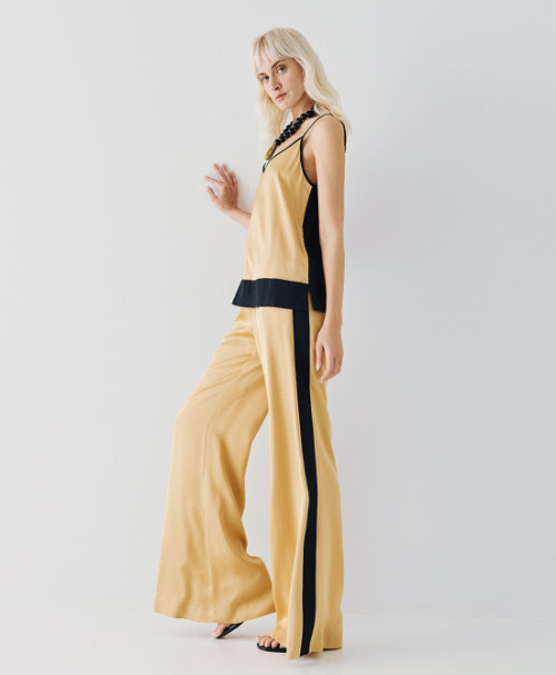 Sport Sample High Waist Side Pocket Elastic Wide Leg Belt loops Casual Pants