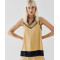 Sport Sample V-Neckline Camisole Backless Fabric Combination Casual Tops
