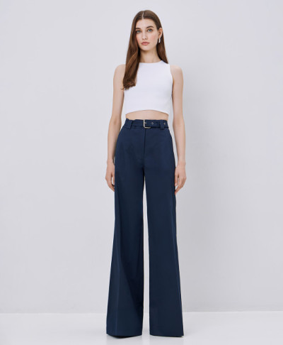 Sample Daily High Waist Decorative Welt Pockets With Buttons Belt loops Casual Pants