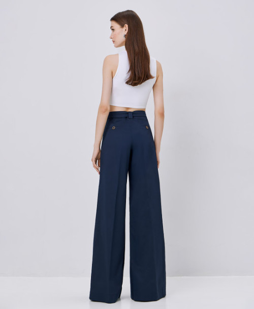Sample Daily High Waist Decorative Welt Pockets With Buttons Belt loops Casual Pants