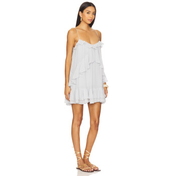 Hot Sale Customized Fresh Flowing Sleeveless Spaghetti Strap Chiffon Ruffles Mini Dress