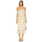 Vintage Floral Square Neck Ruffles Elastic Stretch at Shoulder Straps Midi Dress
