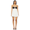 Black White Contrast Color Embroidery Decoration Spaghetti Strap Puffed Hem Design Mini Dress