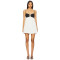 Black White Contrast Color Embroidery Decoration Spaghetti Strap Puffed Hem Design Mini Dress