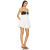 Black White Contrast Color Embroidery Decoration Spaghetti Strap Puffed Hem Design Mini Dress