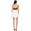 Black White Contrast Color Embroidery Decoration Spaghetti Strap Puffed Hem Design Mini Dress