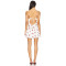 Red White Polka Dot Square Neck Sleeveless Front Self Tie Bow Accent Mini Dress