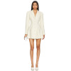 2025 Hot Sale Fashionable Slim Fit Lapel Button Decorated Pleated White Blazer Dress