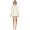 2025 Hot Sale Fashionable Slim Fit Lapel Button Decorated Pleated White Blazer Dress