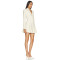 2025 Hot Sale Fashionable Slim Fit Lapel Button Decorated Pleated White Blazer Dress