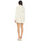 2025 Hot Sale Fashionable Slim Fit Lapel Button Decorated Pleated White Blazer Dress