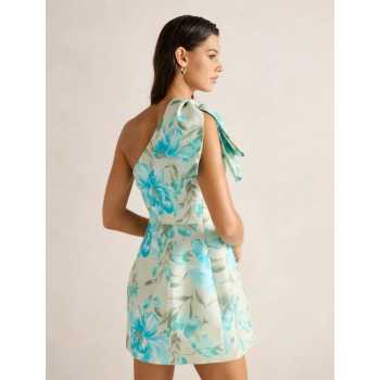 High quality One shoulder Sexy Elegant Fashionable Freedom Bow trim Woman's Mini Dress