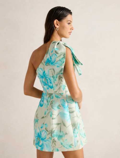 High quality One shoulder Sexy Elegant Fashionable Freedom Bow trim Woman's Mini Dress