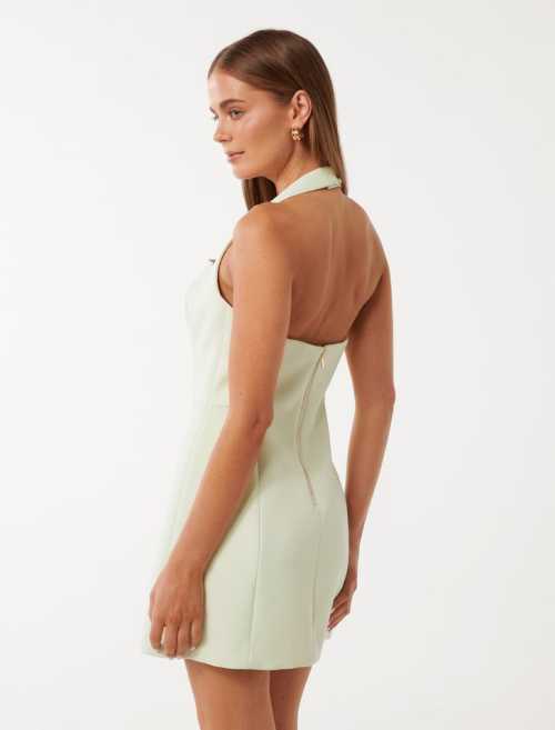 Stylish Simple style Halter neckline Backless Sleeveless Slim Woman's Mini Dress