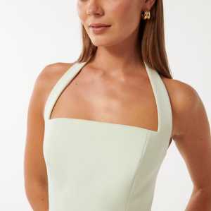 Stylish Simple style Halter neckline Backless Sleeveless Slim Woman's Mini Dress