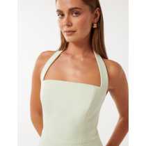 Stylish Simple style Halter neckline Backless Sleeveless Slim Woman's Mini Dress