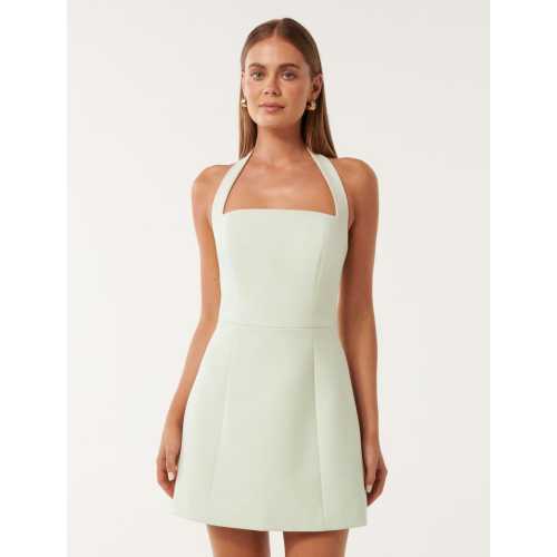 Stylish Simple style Halter neckline Backless Sleeveless Slim Woman's Mini Dress