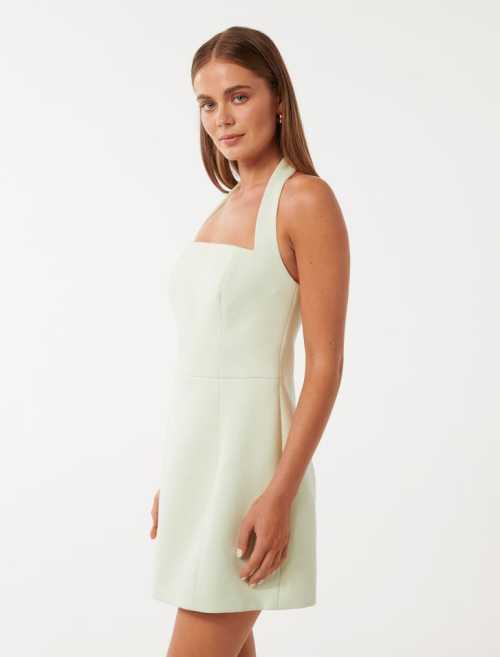 Stylish Simple style Halter neckline Backless Sleeveless Slim Woman's Mini Dress