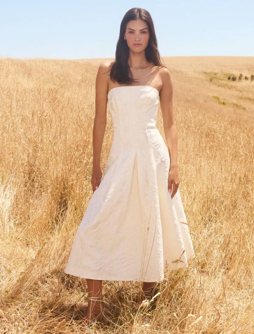 Sample Fashion Bandeau Neckline Sleeveless High Waist Solid Color Casual Dress