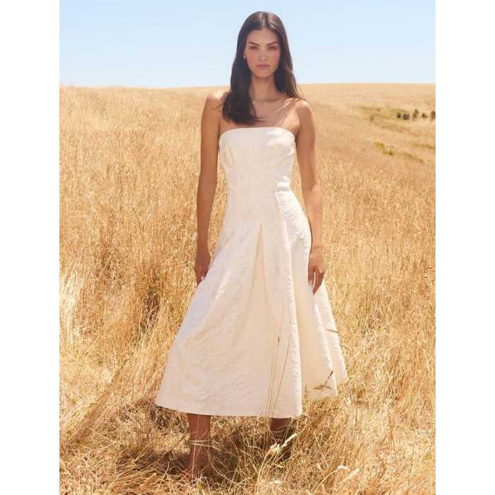 Sample Fashion Bandeau Neckline Sleeveless High Waist Solid Color Casual Dress
