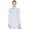 Ethereal Fluid Textured Cut out style Asymmetric hem Elegant Chic Delicate Woman's Blouses