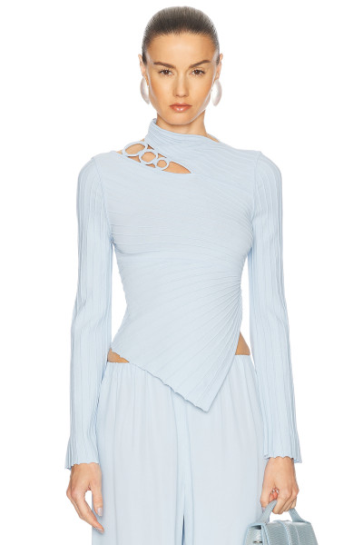 Ethereal Fluid Textured Cut out style Asymmetric hem Elegant Chic Delicate Woman's Blouses