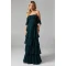 Elegant Off Shoulder Slim Tie At The Waist Tight Waist Solid Color Tiered Skirt