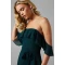 Elegant Off Shoulder Slim Tie At The Waist Tight Waist Solid Color Tiered Skirt
