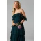 Elegant Off Shoulder Slim Tie At The Waist Tight Waist Solid Color Tiered Skirt