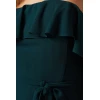 Elegant Off Shoulder Slim Tie At The Waist Tight Waist Solid Color Tiered Skirt