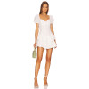 French Style SweetRomantic White Lace Puff Sleeves Tiered  Mini Dress