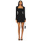 Cool Slim Fitting Square Neck Little Black Crepe Fabric Padded Shoulders Dress
