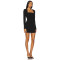 Cool Slim Fitting Square Neck Little Black Crepe Fabric Padded Shoulders Dress