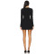 Cool Slim Fitting Square Neck Little Black Crepe Fabric Padded Shoulders Dress