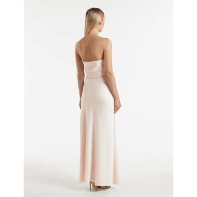 Sexy Elegant Bandeau Neckline Backless Ruffle Tight Waist Slip Party Dress