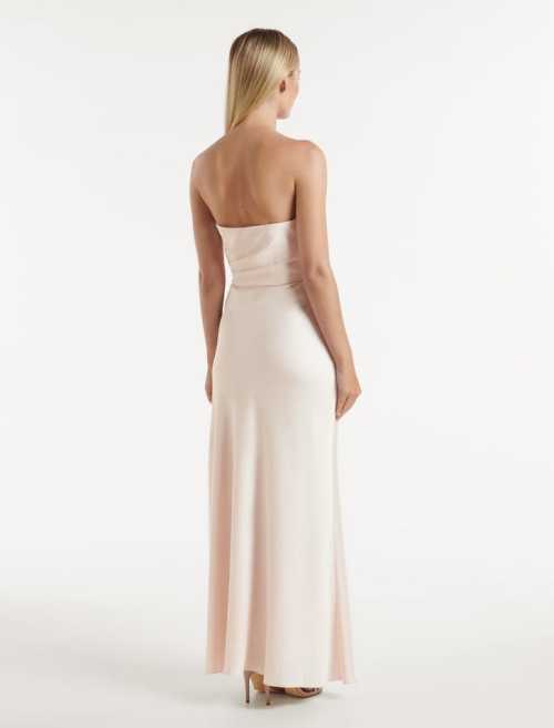 Sexy Elegant Bandeau Neckline Backless Ruffle Tight Waist Slip Party Dress