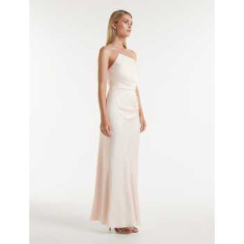 Sexy Elegant Bandeau Neckline Backless Ruffle Tight Waist Slip Party Dress