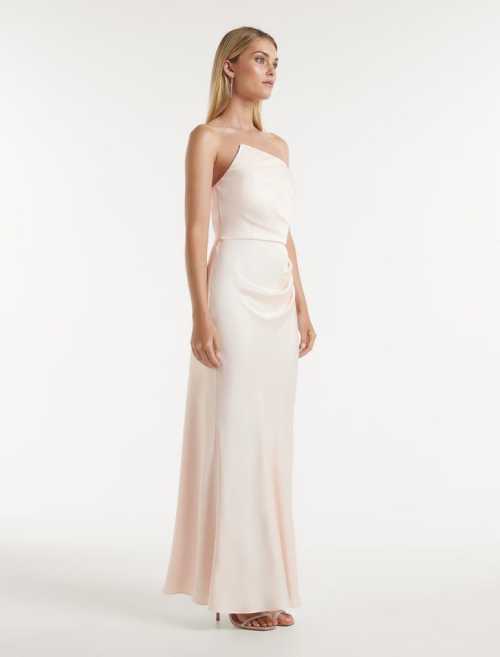 Sexy Elegant Bandeau Neckline Backless Ruffle Tight Waist Slip Party Dress