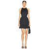Stylish Elegant Halter Neck Pleated Black Dress Layered Mini Dress