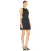Stylish Elegant Halter Neck Pleated Black Dress Layered Mini Dress