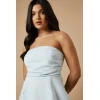 Elegant Sexy Sleeveless Backless Bandeau Neckline Ruffle Tight Waist Solid Colo Formal Dress