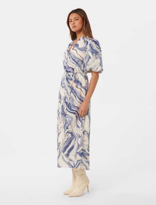 Custom Elegant V-Neckline Short Puff Sleeve Tie Waist Button-Through Front Casual Dress