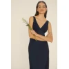 Sexy Luxury V-Neckline Sleeveless High Tight Waist Cut Out Solid Color Mature Dress