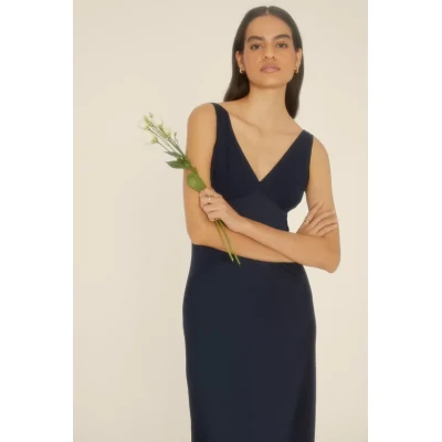 Sexy Luxury V-Neckline Sleeveless High Tight Waist Cut Out Solid Color Mature Dress